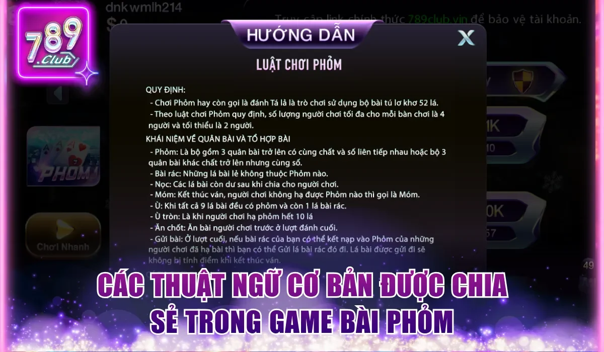 Các thuật ngữ cơ bản được chia sẻ trong game bài Phỏm